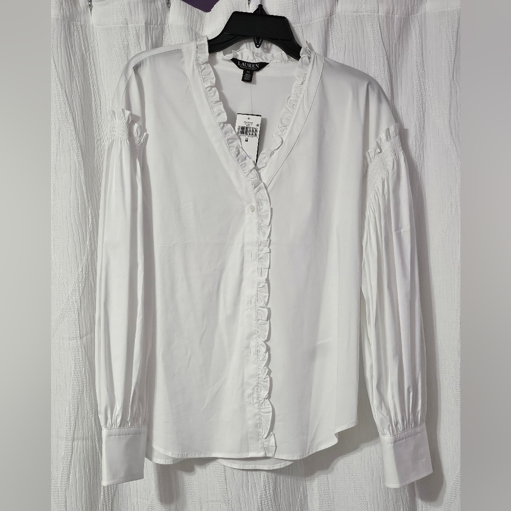 Ralph Lauren White Ruffled Blouse